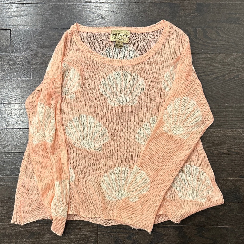 Wildfox Coral Seashell Knit Top